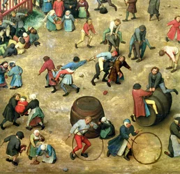Kinderspiele: Detail des unteren Abschnitts, der verschiedene Spiele zeigt, 1560 (Detail)